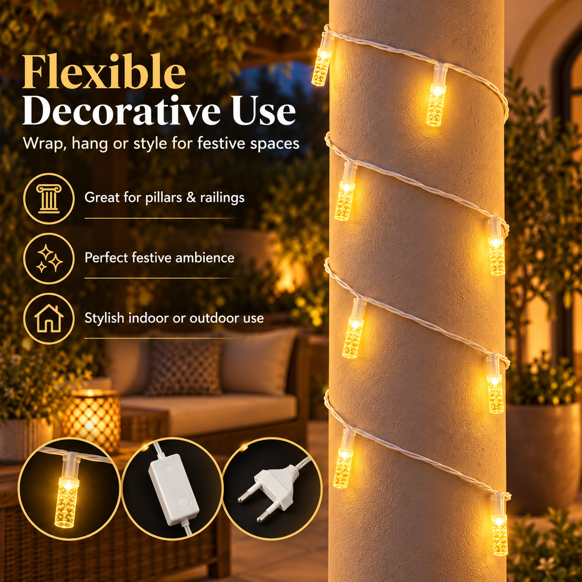 Warm Yellow Decorative Festival String Lights – 20M & 30M