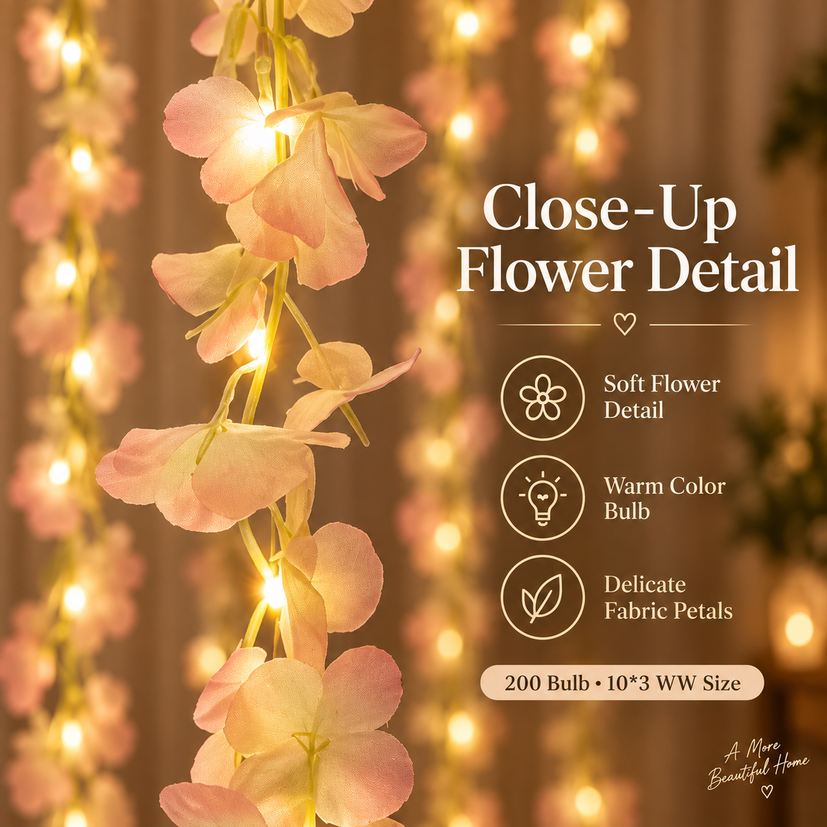 200 Bulb 8-Strand Flower Curtain Lights | 10×3 Ft Decorative LED Lights for Diwali, Wedding, Home, Wall & Window Décor