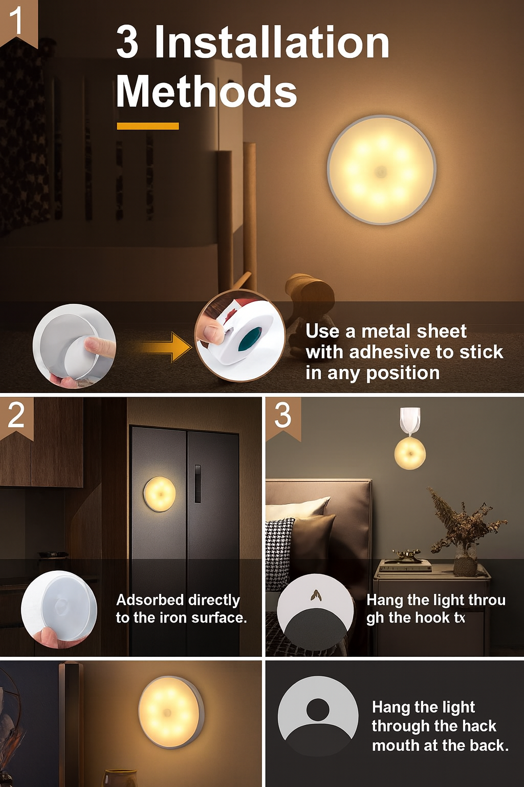 RadiantHalo USB Rechargeable Closet Stairway Motion Light
