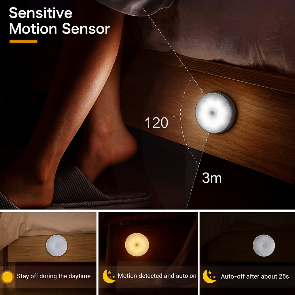 RadiantHalo USB Rechargeable Closet Stairway Motion Light