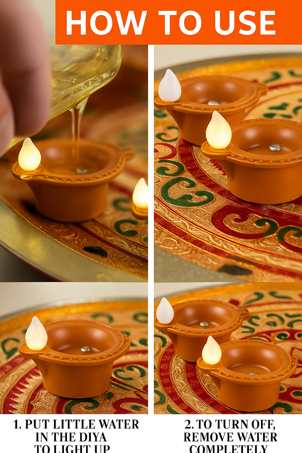 Flameless LED Diya Candles Pack of 12