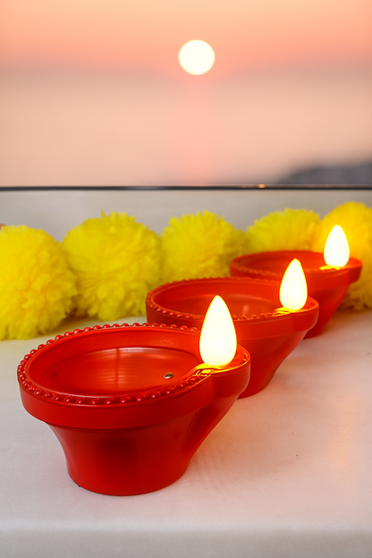 Flameless LED Diya Candles Pack of 12