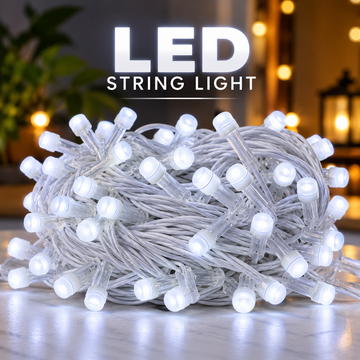 Cool White LED String Lights – Decorative Fairy Lights with White Wire