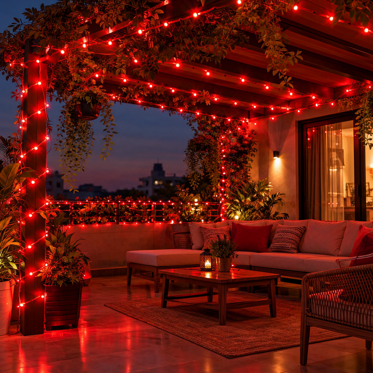 GlowVibe 9 Meter LED String Lights – Vibrant Red, Blue & Pink Decorative Fairy Lights for Home, Balcony, Parties & Festive Decor