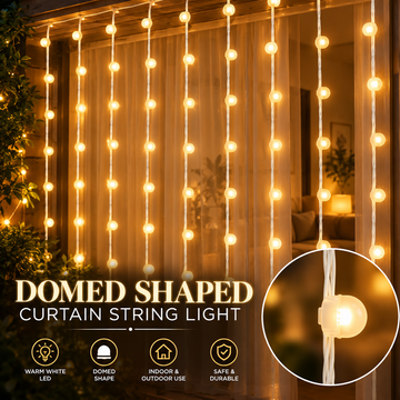 Golden Curtain Dome Glow – Warm White LED Curtain String Lights for Home, Balcony & Festive Decoration