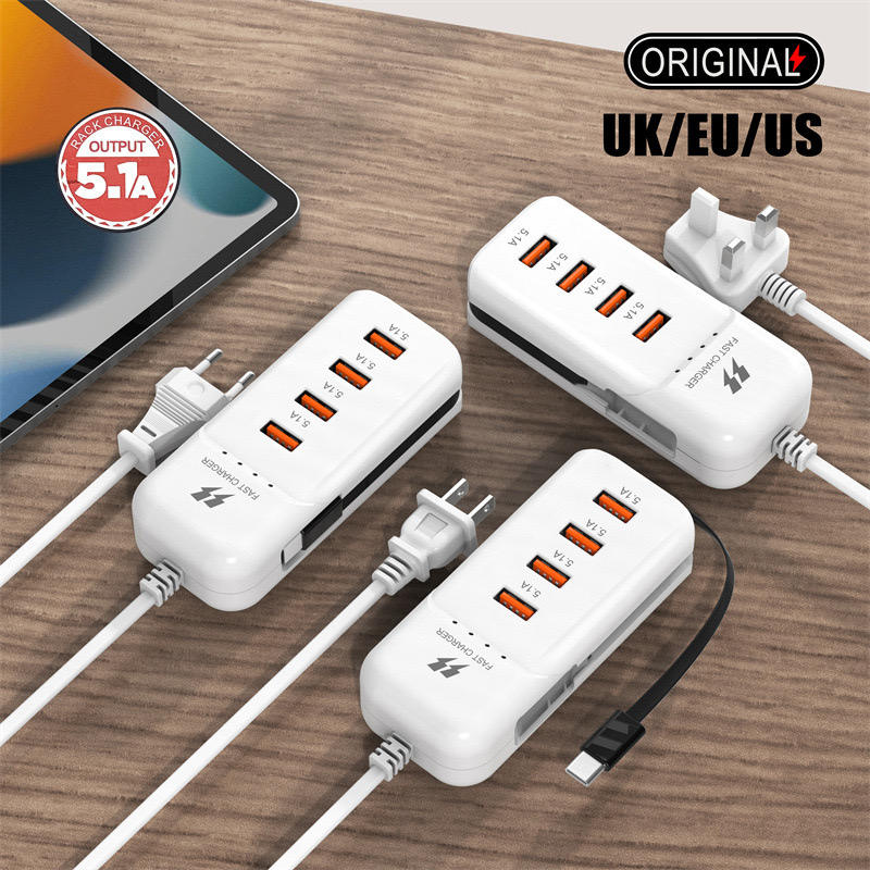 5.1A Rack Charger | 4 USB Ports + Type-C Outpu