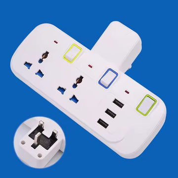 3-Socket Power Strip with 3 USB Charging Ports | Fireproof and High Safety