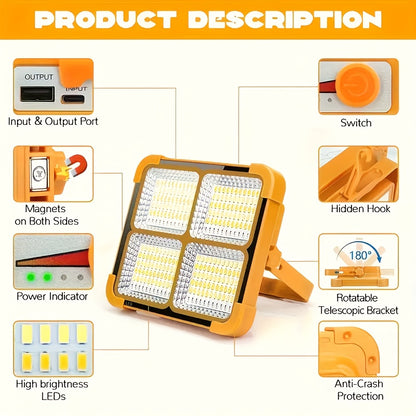 100W Solar Light Outdoor Waterproof LED Rechargeable