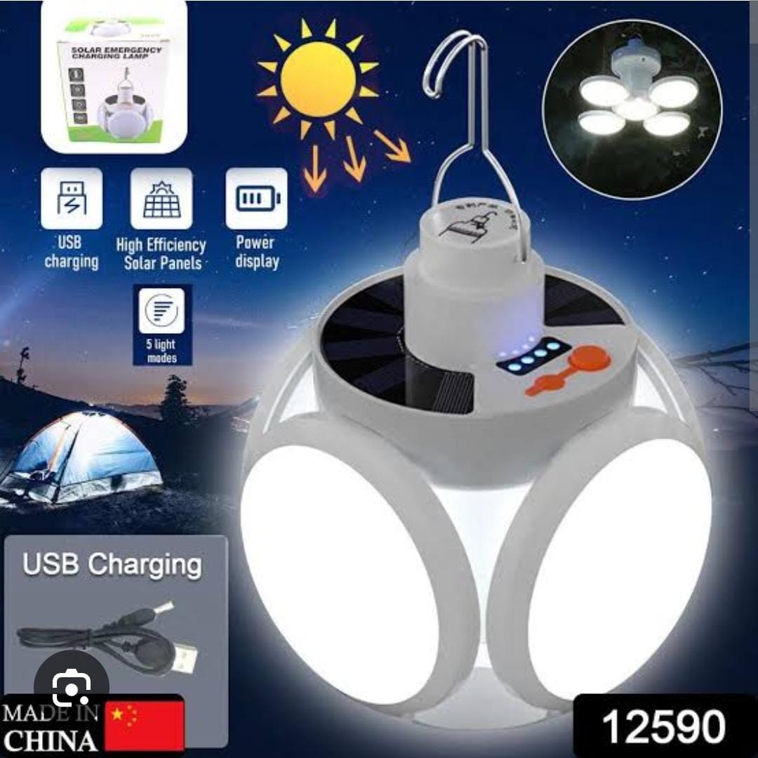 Solar Emergency Charging Camping lamp, Comfortable and Lightweight Design, Stainless Steel Hook for Hanging