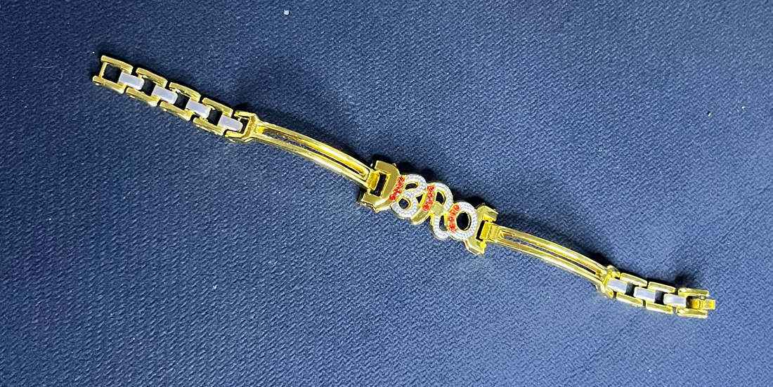 Bro Bling – Elegant Rakhi Bracelet with Crystal Bro Letters