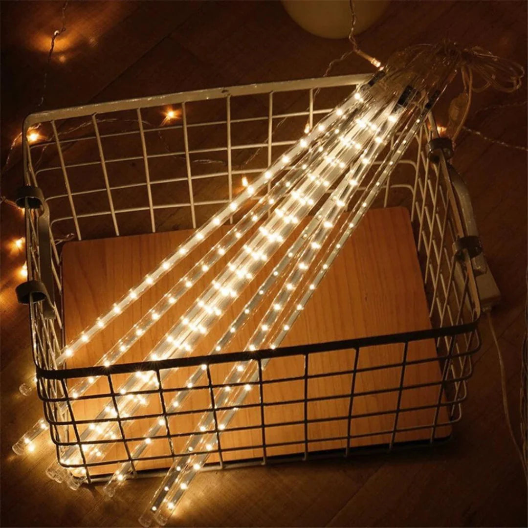 8 Warm Meteor Shower LED Lights