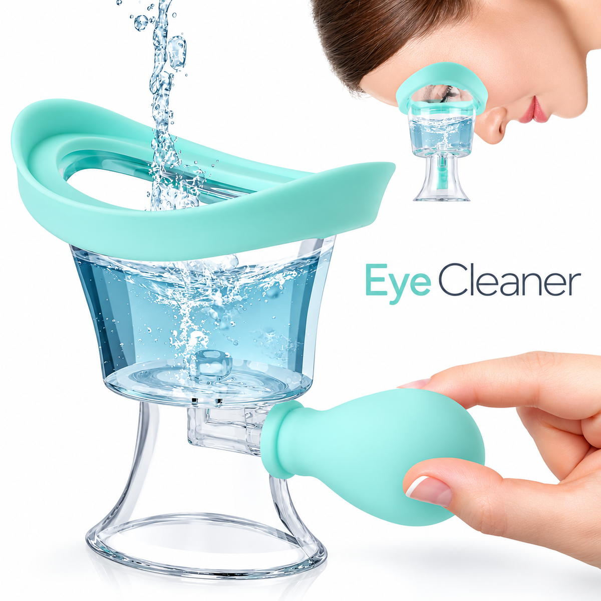 AquaFresh Eye Wash Cup with Soft Silicone Seal & Squeeze Bulb | Portable Eye Rinsing Cleaner