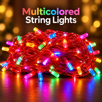 Premium Dual Glow LED String Lights – Multicolor & White LEDs with Luxurious Red Gel Wire