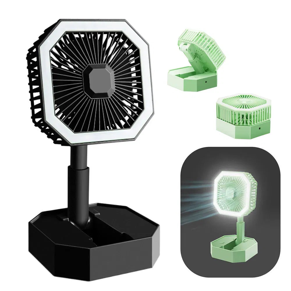 New-Style Hot Sale Portable Rechargeable LED Light Folding Stretch Height Foldable Fan