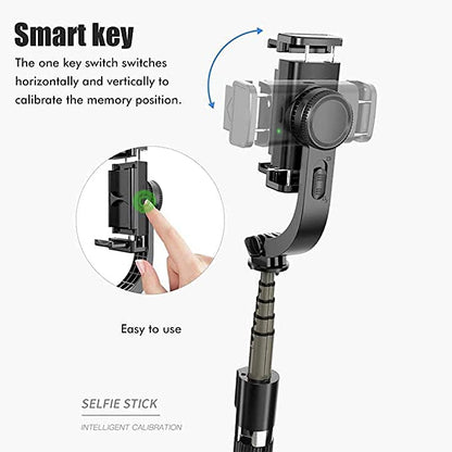 Foldable Handheld Gimbal 1-Aixs Stabilizer Stick with Bluetooth Wireless Remote, Extendable Cell Phone Tripod, 360? Rotation Portable Phone Holder Compatible with All Smartphones