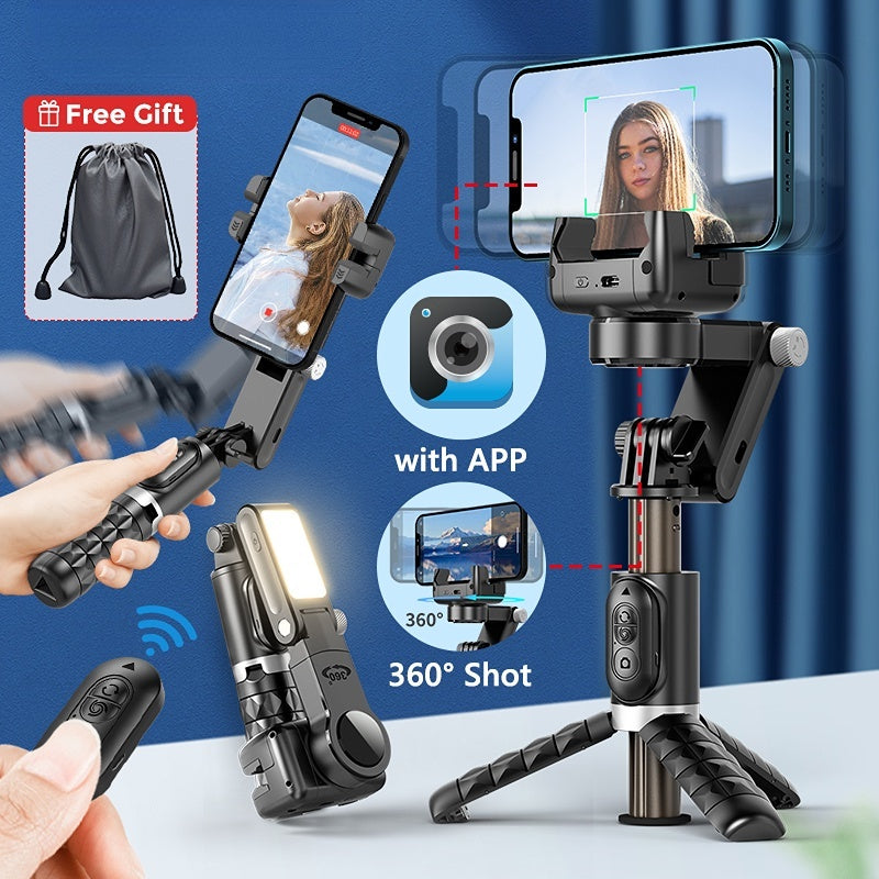 ECellStreet Gimbal Q18 Stabilizer Desktop Following The Shooting Mode Smartphone Selfie Stick Tripod with Fill Light for Android iOS