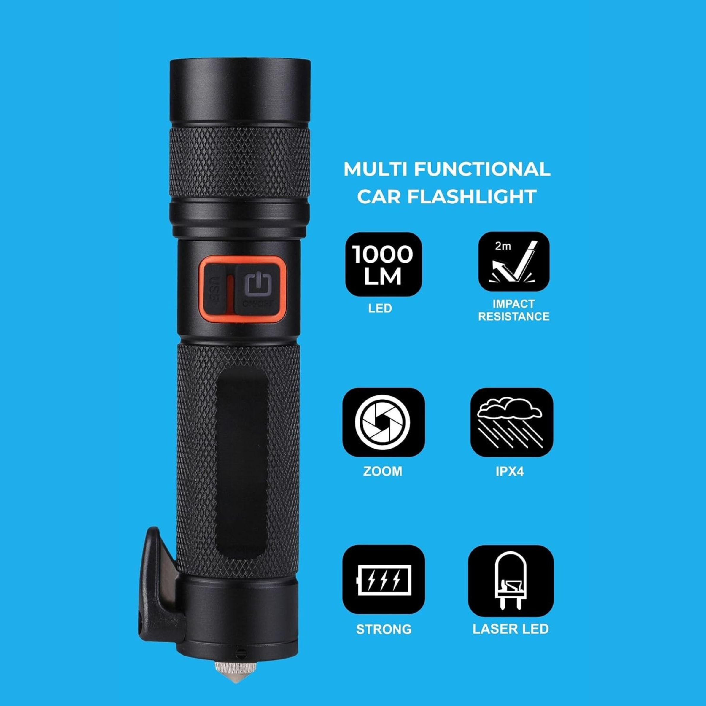 100W Type-C Tactical LED Flashlight