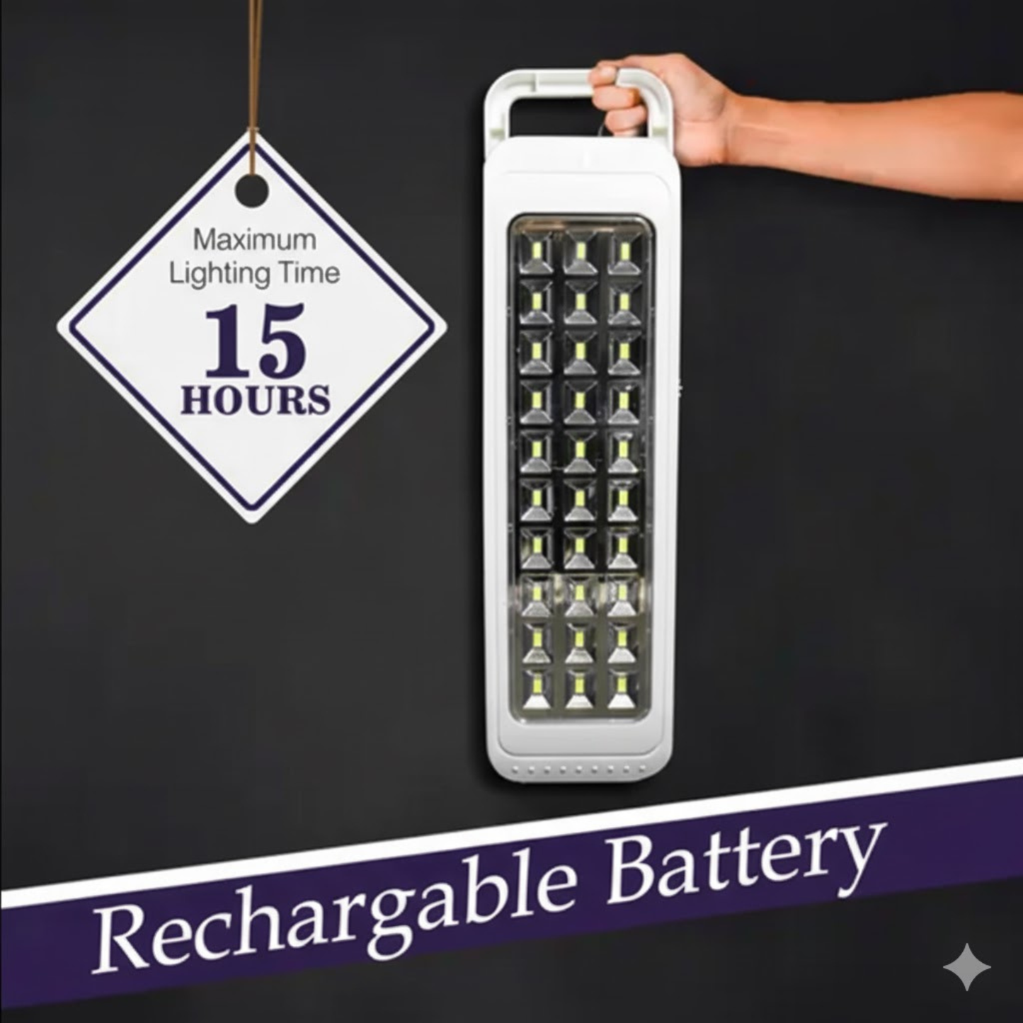 6W 30 SMD LED Light Rechargeable 1200mAh