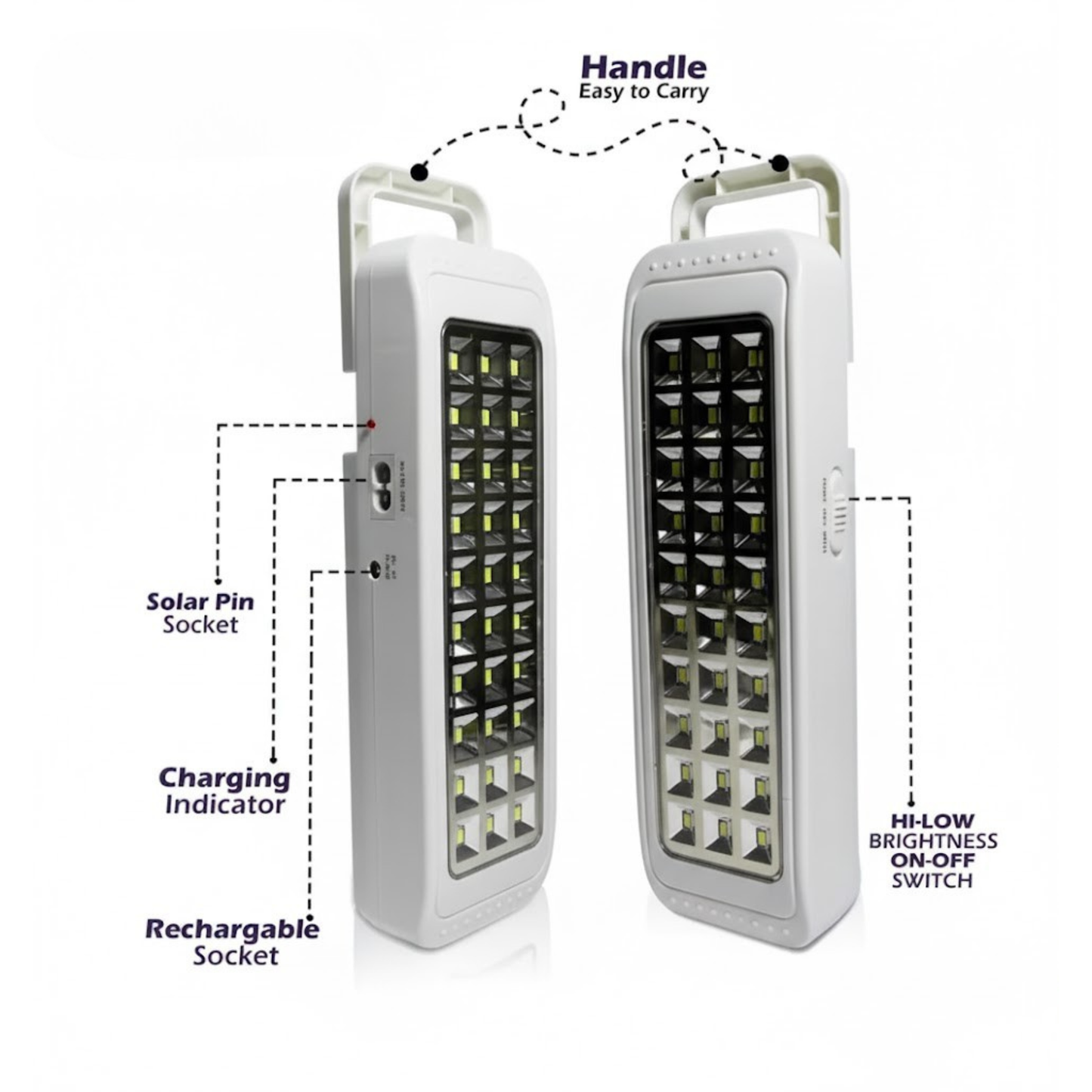 6W 30 SMD LED Light Rechargeable 1200mAh