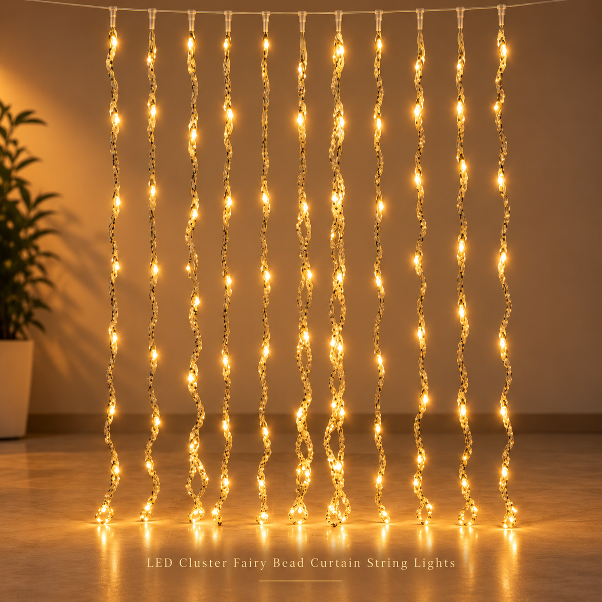 3*9 Warm White LED Cluster Curtain Lights – Decorative Hanging Fairy Lights
