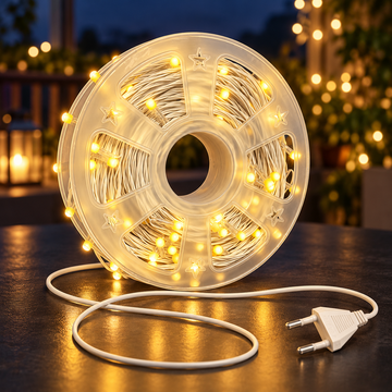 Warm White LED String Fairy Lights – Decorative Reel with White Wire - 30M