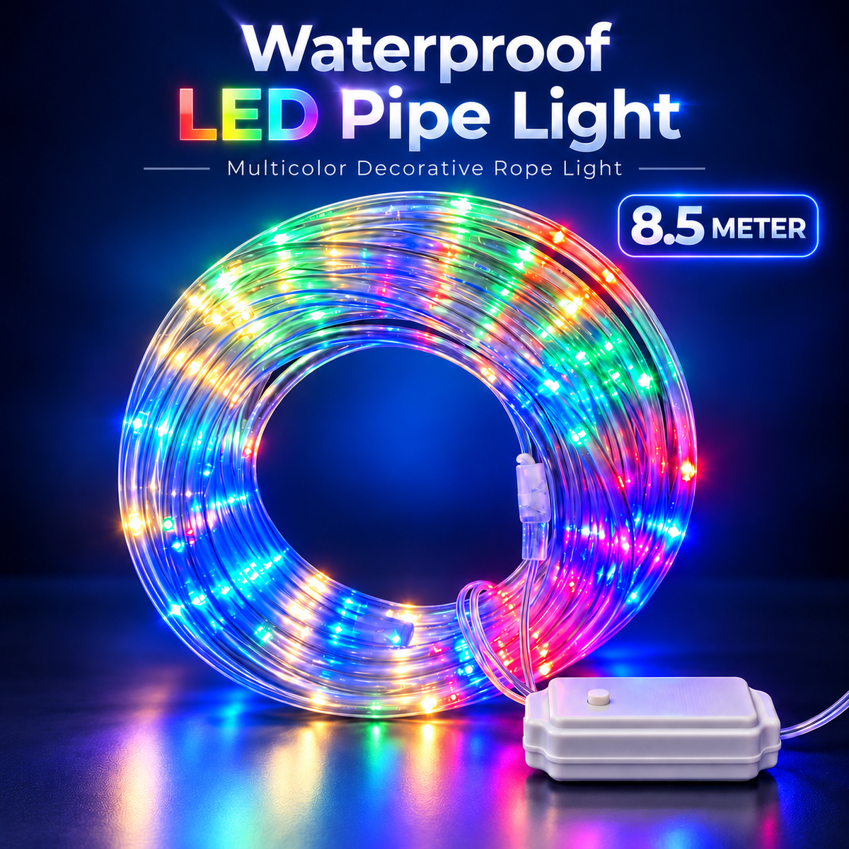 RainbowFlow 8.5 Meter Waterproof Multicolor LED Pipe Rope Light