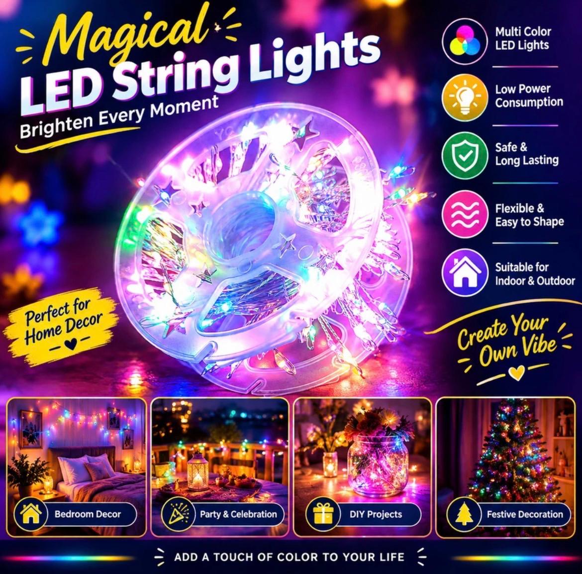 300 LED RGBP Fairy String Light Reel – 10 Meter Multicolor Decorative Lights