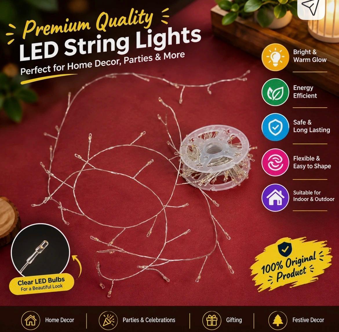 300 LED RGBP Fairy String Light Reel – 10 Meter Multicolor Decorative Lights