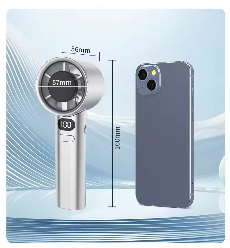 AeroChill Turbo Mini Fan – 120 Speed Portable Handheld Cooling Fan with Digital Display