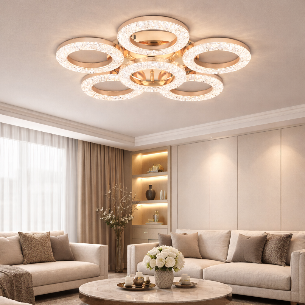 LED Crystal Ring Jhumar — 500mm (20 inch)