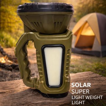Solar Rechargeable LED + COB Lightweight Torch Light