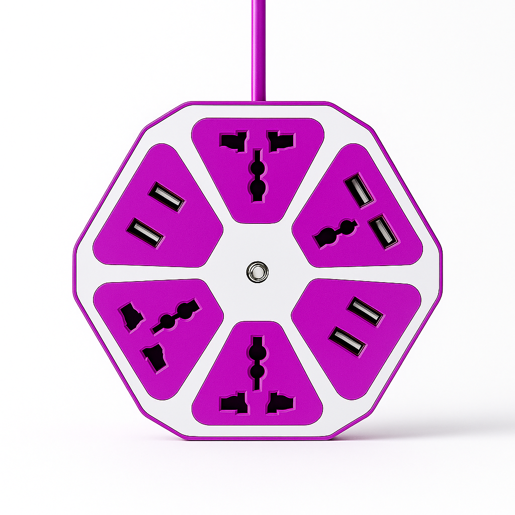 6-Port USB Socket with Cable Charging Pad Dock