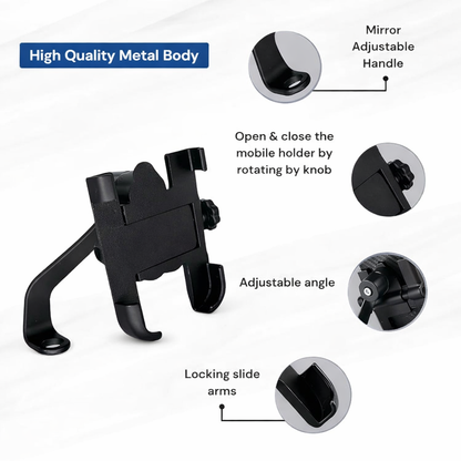 Mobile Holder With USB Charger (Handlebar Mount)