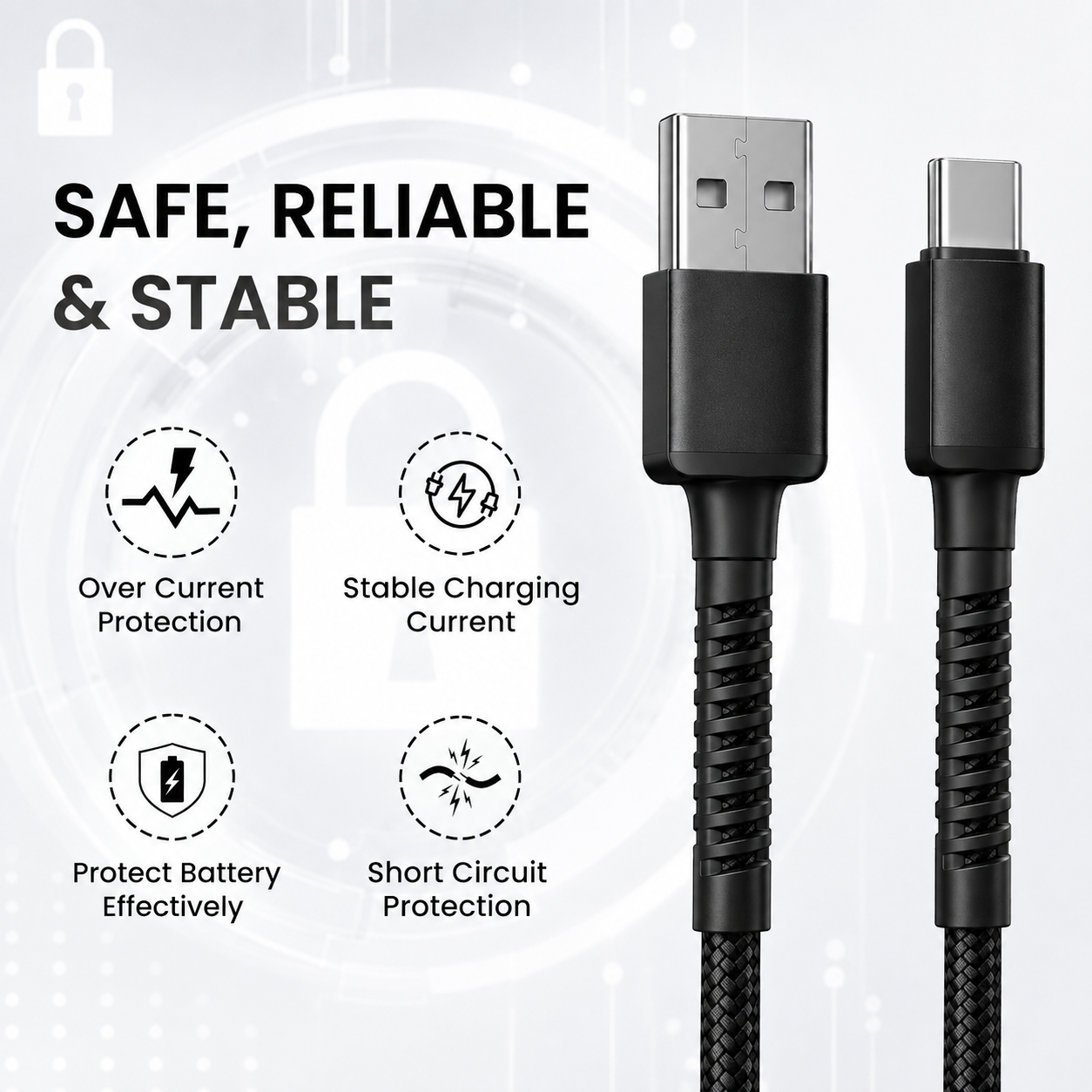 2 Meter Fast Charging & Data Sync Braided Cable