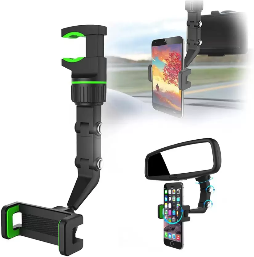 Multifunctional Car Phone Holder Mount Rearview Mirror