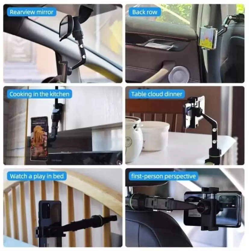 Multifunctional Car Phone Holder Mount Rearview Mirror