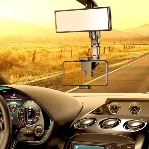 Multifunctional Car Phone Holder Mount Rearview Mirror