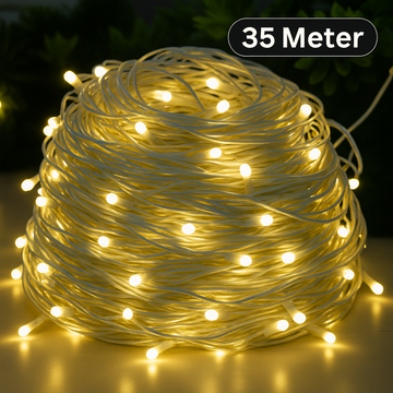 35 Meter Warm White Fairy String Lights – White Wire Decorative LED