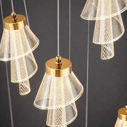 Spiral Cone Glass Pendant Light — Single Piece (1 Ft)