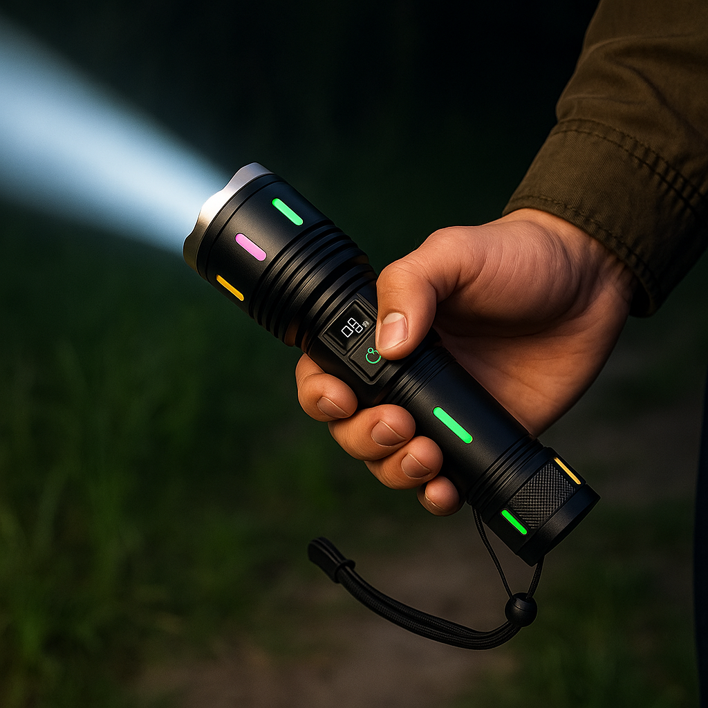USB Charging LED Flashlight 2000M 9800 MaH