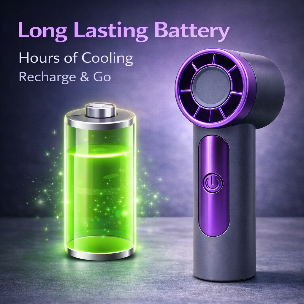 TINNY Mini Fan Rechargeable Pocket Fan with Digital LED Display & Powerful 6 Speed Cooling