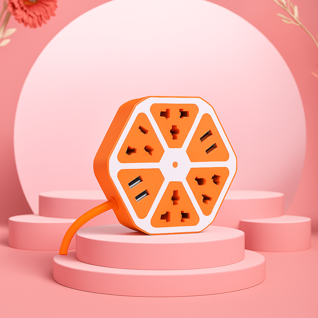 6-Port USB Socket with Cable Charging Pad Dock