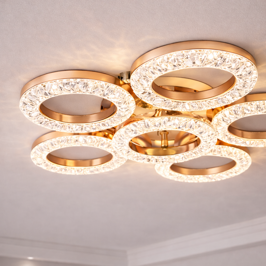 LED Crystal Ring Jhumar — 500mm (20 inch)