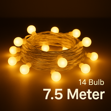 7.5m 14 Globe Bubble Ball Lights – Warm Yellow