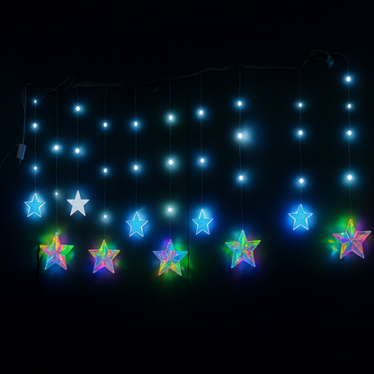 Multicolor Glowing Star Curtain Lights