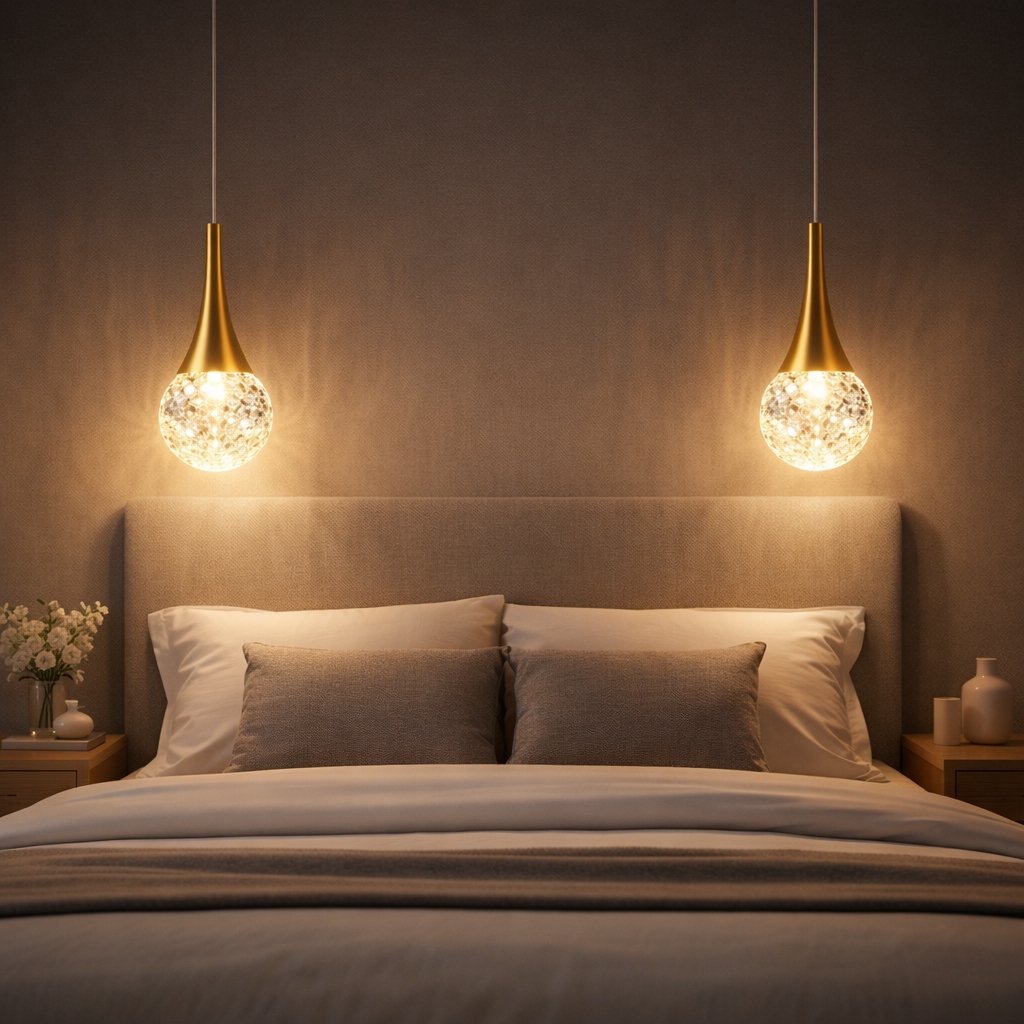 Golden Teardrop Crystal Pendant Light — Single Piece (1 Ft)