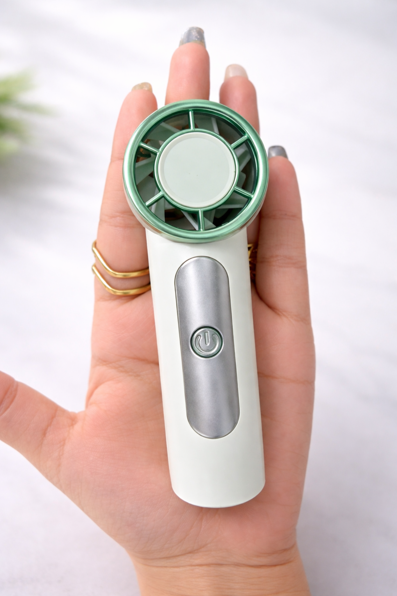 TINNY Mini Fan Rechargeable Pocket Fan with Digital LED Display & Powerful 6 Speed Cooling