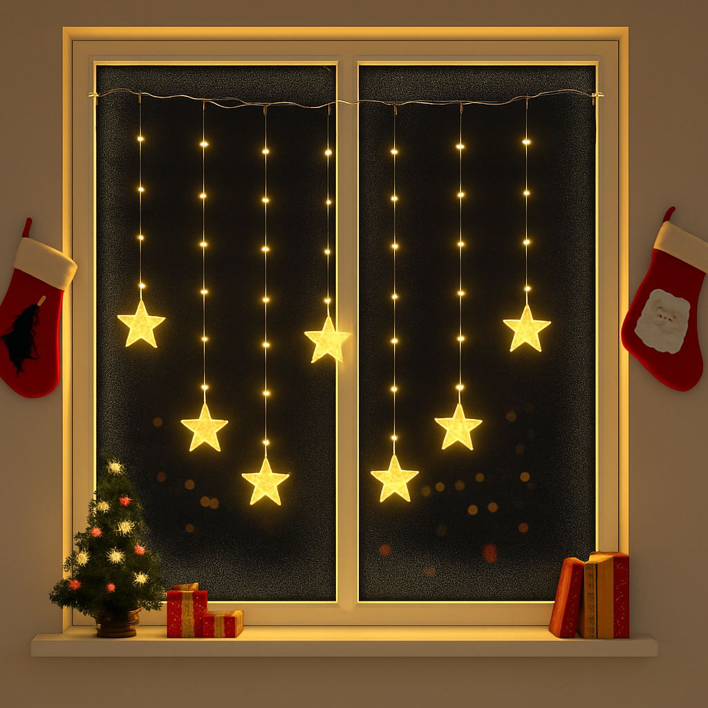 Warm White Star Curtain Lights