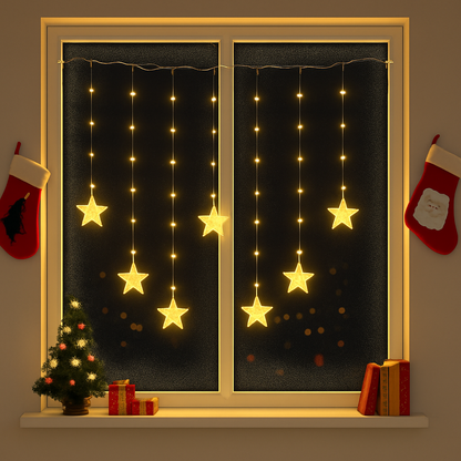 Warm White Star Curtain Lights