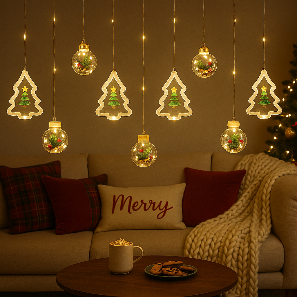 5+5 Ball and Tree Warm White Christmas LED Decorative Lights